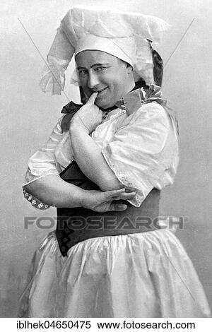 Stock Photography - Man disguised as a woman, flirting, 1930s, Germany, Europe. Fotosearch
