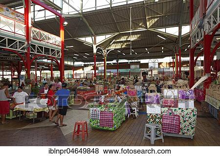 Stock Photo - Market hall in Papeete, Tahiti, French Polynesia, Oceania. Fotosearch
