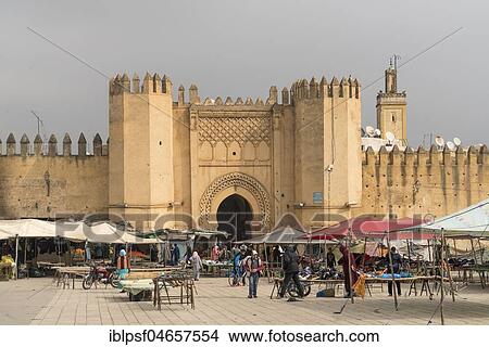 Market in front of Bab Chorfa, Fez, Morocco, Africa View Large Photo Image Picture - Market in front of Bab Chorfa, Fez, Morocco, Africa. Fotosearch