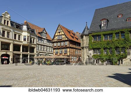Market with Town Hall, Quedlinburg, Saxony-Anhalt, Germany, Europe View Large Photo Image Stock Image - Market with Town Hall, Quedlinburg, Saxony-Anhalt, Germany, Europe. Fotosearch