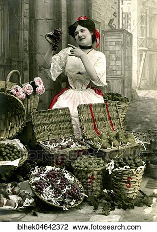 Market woman sells fruit, 1910s, Germany, Europe View Large Photo Image Stock Image - Market woman sells fruit, 1910s, Germany, Europe. Fotosearch