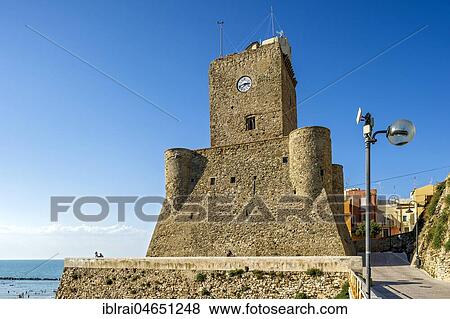 Stock Photo - Medieval Staufer fort, Castello Svevo, old town, Lungomare Colombo, Molise region, Italy, Europe. Fotosearch