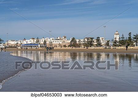 Medina and sandy beach, Essaouira, Morocco, Africa View Large Photo Image Stock Image - Medina and sandy beach, Essaouira, Morocco, Africa. Fotosearch