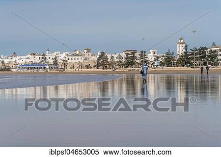 Medina and sandy beach, Essaouira, Morocco, Africa View Large Photo Image Stock Photography - Medina and sandy beach, Essaouira, Morocco, Africa. Fotosearch