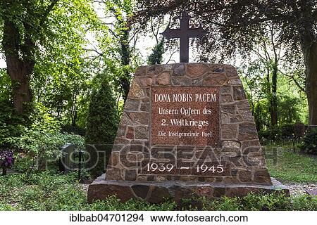 Picture - Memorial for the victims of World War II, cemetery, Kirchdorf, Poel Island, Mecklenburg-Western Pomerania, Germany, Europe. Fotosearch