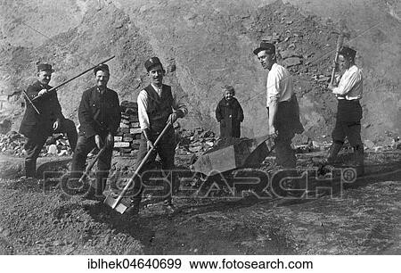 Stock Photo - Mining, coalmining workers, 1920s, exact location unknown, Germany, Europe. Fotosearch
