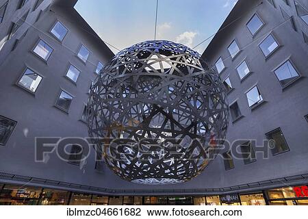 Modern art, installation, sculpture, Steel sphere Sphere of Ólafur Elíasson in Viscardihof, Munich, Bavaria, Germany, Europe View Large Photo Image Stock Image - Modern art, installation, sculpture, Steel sphere Sphere of Ólafur Elíasson in Viscardihof, Munich, Bavaria, Germany, Europe. Fotosearch