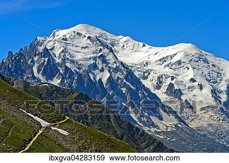 Mont Blanc Gipfel, 4809m, vergletschert, Departement Haute-Savoie, Frankreich, Europa View Large Photo Image Stock Photo - Mont Blanc Gipfel, 4809m, vergletschert, Departement Haute-Savoie, Frankreich, Europa. Fotosearch