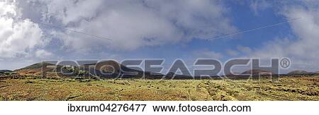 Stock Photo - Montana Ortiz mit Flechten bewachsenen, Lavafeld, Mancha Blanca, Lanzarote, Kanarische Insel, Spanien, Europa. Fotosearch