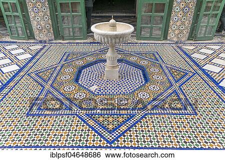 Mosaic floor with fountain, palace of Bahia, Marrakech, Morocco, Africa View Large Photo Image Stock Photograph - Mosaic floor with fountain, palace of Bahia, Marrakech, Morocco, Africa. Fotosearch
