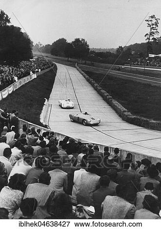 Stock Photo - Motor sports, racing car on racetrack, ca. 1940, 1940s, exact location unknown, Germany, Europe. Fotosearch