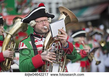 Musician with tuba in uniform, brass band, Carnival Monday procession, Cologne, North Rhine-Westphalia, Germany, Europe View Large Photo Image Stock Photo - Musician with tuba in uniform, brass band, Carnival Monday procession, Cologne, North Rhine-Westphalia, Germany, Europe. Fotosearch
