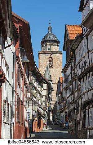 Narrow alley through half-timbered houses and Walpurgiskirche, Old Town, Alsfeld, Hesse, Germany, Europe View Large Photo Image Stock Image - Narrow alley through half-timbered houses and Walpurgiskirche, Old Town, Alsfeld, Hesse, Germany, Europe. Fotosearch
