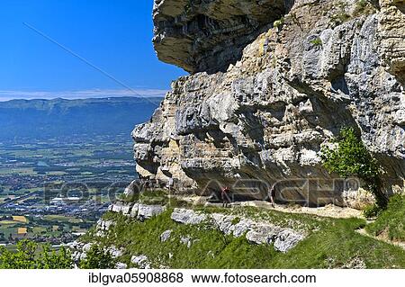 Narrow balcony path La Corraterie with panoramic view of the Geneva basin on the way to the summit Mont Salève, Collonges-sous-Salève, Haute-Savoie, France, Europe View Large Photo Image Stock Photo - Narrow balcony path La Corraterie with panoramic view of the Geneva basin on the way to the summit Mont Salève, Collonges-sous-Salève, Haute-Savoie, France, Europe. Fotosearch