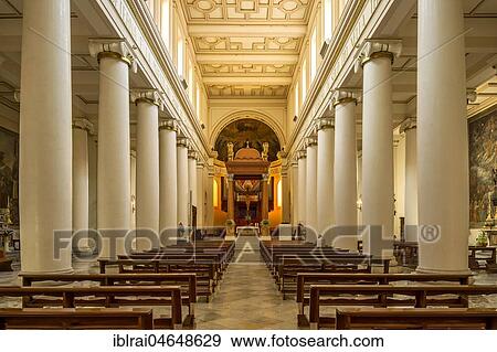 Stock Photo - Nave, interior, Classicistic Cathedral of the Holy Trinity, Cattedrale della Santissima Trinita, Piazza Gabriele Pepe, Campobasso, Molise, Italy, Europe. Fotosearch