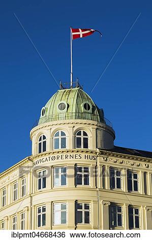 Navigatorernes Hus, Harbour Navigation building with Danish flag, Nyhavn, Copenhagen, Denmark, Europe View Large Photo Image Stock Photograph - Navigatorernes Hus, Harbour Navigation building with Danish flag, Nyhavn, Copenhagen, Denmark, Europe. Fotosearch