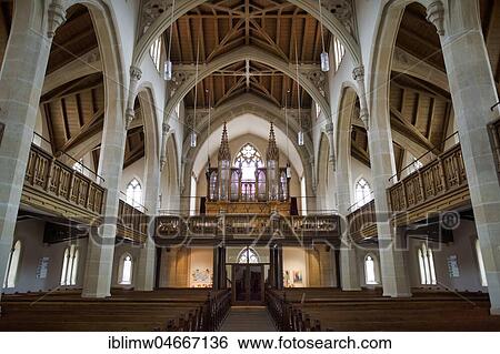Neo-Gothic nave with organ gallery, cone shop organ, Protestant collegiate church, Dettingen an der Erms, Baden-Württemberg, Germany, Europe View Large Photo Image Stock Photograph - Neo-Gothic nave with organ gallery, cone shop organ, Protestant collegiate church, Dettingen an der Erms, Baden-Württemberg, Germany, Europe. Fotosearch