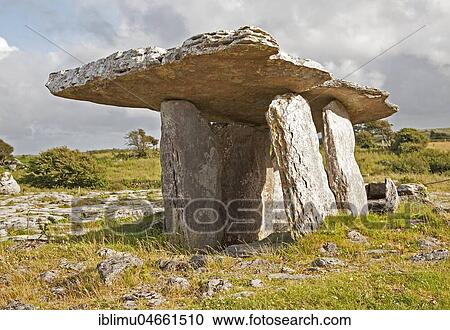 Neolithic Poulnabrone-Dolmen, Poll na Brón, Portal-Dolmen from the New Stone Age, Megalithic facility in Burren National Park, County Clare, Ireland, Europe View Large Photo Image Stock Image - Neolithic Poulnabrone-Dolmen, Poll na Brón, Portal-Dolmen from the New Stone Age, Megalithic facility in Burren National Park, County Clare, Ireland, Europe. Fotosearch
