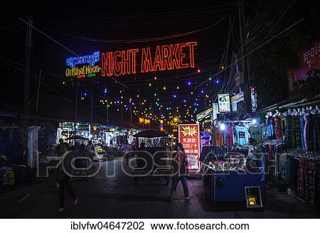 Neon lights, lettering Nightmarket, Pub Street by night, Nightlife, Siem Reap, Angkor, Cambodia, Asia View Large Photo Image Stock Image - Neon lights, lettering Nightmarket, Pub Street by night, Nightlife, Siem Reap, Angkor, Cambodia, Asia. Fotosearch