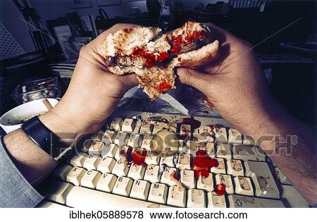 Nerd, man is hamburger on computer, keyboard, disgusting, dirt, Berlin, Germany, Europe View Large Photo Image Stock Photo - Nerd, man is hamburger on computer, keyboard, disgusting, dirt, Berlin, Germany, Europe. Fotosearch