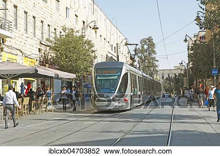 New tram, Light Rail Transit, on Jaffa Street, Jerusalem, Israel, Asia View Large Photo Image Stock Image - New tram, Light Rail Transit, on Jaffa Street, Jerusalem, Israel, Asia. Fotosearch