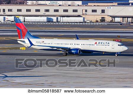 Stock Photo - New York, United States, March 1, 2020: A Boeing 737-900ER aircraft of Delta Air Lines with registration number N806DN at New York John F Kennedy (JFK) Airport in the United States, North America. Fotosearch