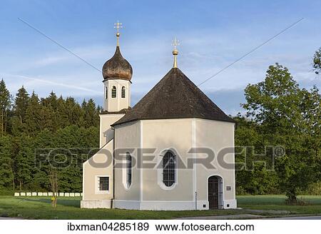 Stock Photo - Nikolauskapelle, Geretsried, Oberbayern, Bayern, Deutschland, Europa. Fotosearch