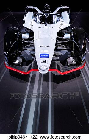 Stock Image - Nissan Formula E electric racing car, Geneva Motor Show, Switzerland, Europe. Fotosearch