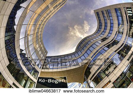 Stock Photo - Office building and commercial building, Kö-Bogen by architect Daniel Libeskind, Düsseldorf, North Rhine-Westphalia, Germany, Europe. Fotosearch