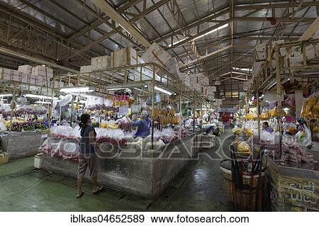 Old market hall with flower market, Pak Khlong Talat, Phra Nakhon, Bangkok, Thailand, Asia View Large Photo Image Stock Photo - Old market hall with flower market, Pak Khlong Talat, Phra Nakhon, Bangkok, Thailand, Asia. Fotosearch