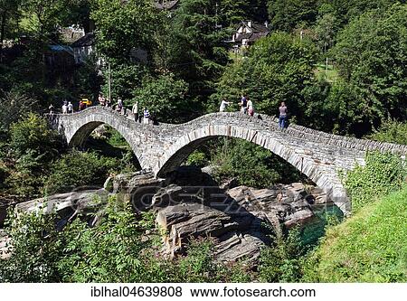 Old Roman bridge Ponte dei Salti over Verzasca, Lavertezzo, Verzascatal, Valle Verzasca, Canton Ticino, Switzerland, Europe View Large Photo Image Stock Photo - Old Roman bridge Ponte dei Salti over Verzasca, Lavertezzo, Verzascatal, Valle Verzasca, Canton Ticino, Switzerland, Europe. Fotosearch