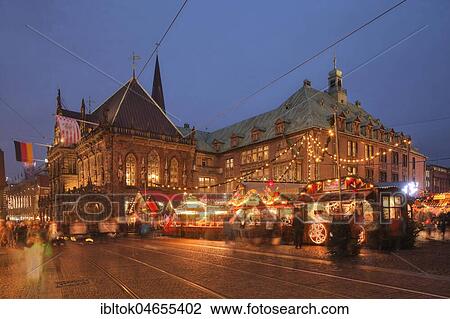 Old Town Hall and Christmas market on the Market Square at dusk, Bremen, Germany, Europe View Large Photo Image Stock Image - Old Town Hall and Christmas market on the Market Square at dusk, Bremen, Germany, Europe. Fotosearch