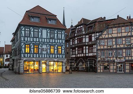 Old town of Schmalkalden, renovated half-timbered houses, Schmalkalden, Thuringia, Germany, Europe View Large Photo Image Stock Photo - Old town of Schmalkalden, renovated half-timbered houses, Schmalkalden, Thuringia, Germany, Europe. Fotosearch