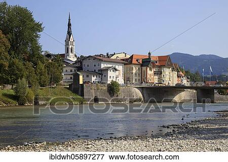 Old town on the Isar with parish church of the Assumption of the Virgin Mary, Bad Tölz, Upper Bavaria, Bavaria, Germany, Europe View Large Photo Image Stock Photo - Old town on the Isar with parish church of the Assumption of the Virgin Mary, Bad Tölz, Upper Bavaria, Bavaria, Germany, Europe. Fotosearch
