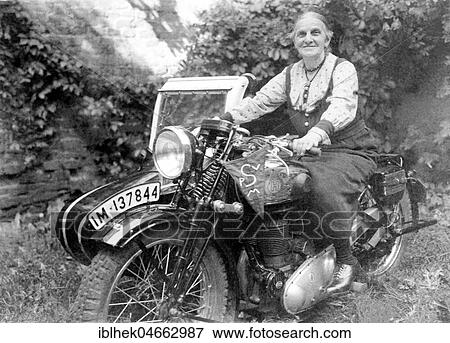 Old Woman, Grandma on Motorcycle, 1930s, Germany, Europe View Large Photo Image Stock Photo - Old Woman, Grandma on Motorcycle, 1930s, Germany, Europe. Fotosearch