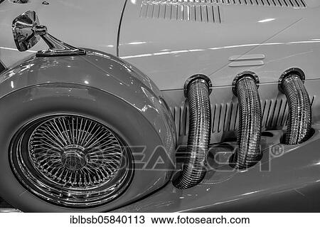 Oldtimer detail, Excalibur Series II, in black and white View Large Photo Image Stock Image - Oldtimer detail, Excalibur Series II, in black and white. Fotosearch