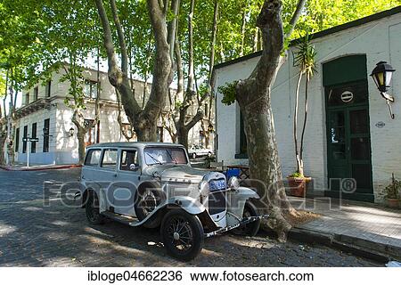 Stock Photograph - Oldtimer, Ford van, downtown, Colonia del Sacramento, Uruguay, South America. Fotosearch