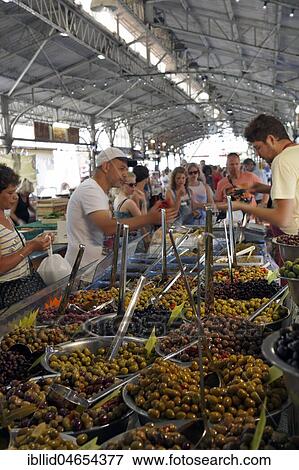 Olives, market hall, Antibes, Provence-Alpes-Côte d' Azur, France, Europe View Large Photo Image Stock Photo - Olives, market hall, Antibes, Provence-Alpes-Côte d' Azur, France, Europe. Fotosearch