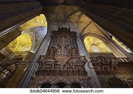 Stock Photograph - Organ, Cathedral of Seville, Seville, Andalusia, Spain, Europe. Fotosearch