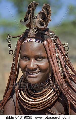 Stock Photography - Ovahimba or Himba, Portrait of a married woman, Kunene District, Namibia, Africa. Fotosearch