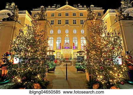 Stock Photography - Palais Gräfin Cosel with Christmas decoration on Neumarkt, Dresden, Saxony, Germany, Europe. Fotosearch