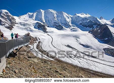 Panoramic terrace on the Diavolezza with Piz Palü and Persglacier, Vadret Pers, Pontresina, Bernina Alps, Upper Engadine, Engadine, Grisons, Switzerland, Europe View Large Photo Image Stock Photo - Panoramic terrace on the Diavolezza with Piz Palü and Persglacier, Vadret Pers, Pontresina, Bernina Alps, Upper Engadine, Engadine, Grisons, Switzerland, Europe. Fotosearch