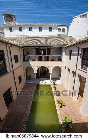 Picture - Patio, Casa de Zafra, old Moorish house with inner courtyard and well, Granada, Andalusia, Spain, Europe. Fotosearch