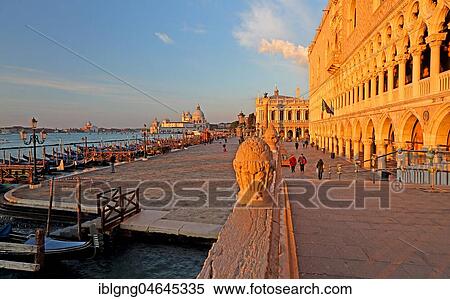 Piazzetta with Doge's Palace, in the back church of Santa Maria della Salute, morning atmosphere, Venice, Italy, Europe View Large Photo Image Stock Photography - Piazzetta with Doge's Palace, in the back church of Santa Maria della Salute, morning atmosphere, Venice, Italy, Europe. Fotosearch