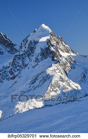 Stock Image - Piz Roseg, 3937 m, view from Piz Corvatsch, Graubuenden, Switzerland, Europe. Fotosearch