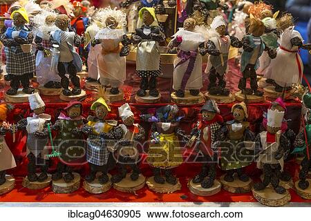 Stock Photography - Plum figurs on the Christmas Market, Römerberg, Frankfurt am Main, Hesse, Germany, Europe. Fotosearch