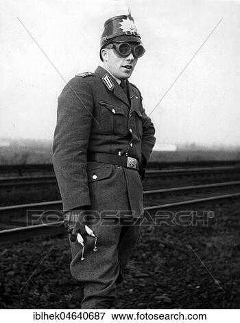 Stock Photo - Police officer with goggles, 1920s, exact place unknown, Germany, Europe. Fotosearch