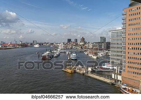 Port and St. Pauli Landungsbrücken, Hamburg, Germany, Europe View Large Photo Image Stock Photo - Port and St. Pauli Landungsbrücken, Hamburg, Germany, Europe. Fotosearch