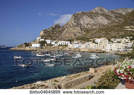 Stock Photo - Port of Levanzo, Levanzo Island, Egadic Islands, Italy, Europe. Fotosearch
