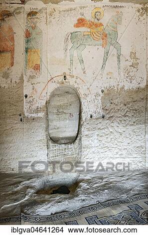 Picture - Prayer niche with fresco, monolithic church Daniel Qorqor, Gheralta Region, Tigray, Ethiopia, Africa. Fotosearch